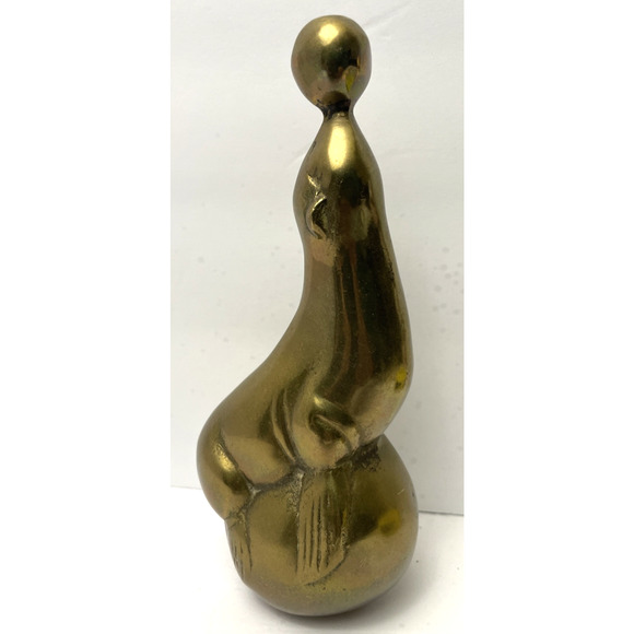 Vintage Brass Circus Seal on Ball 7.75 inches tall Figurine Statue - Picture 2 of 7
